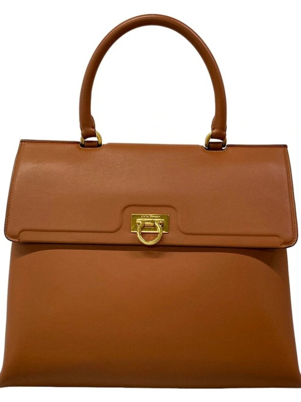 Salvatore Ferragamo Gancini 210400 Brown Leather Handbag
